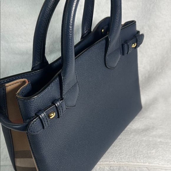 Burberry Navy Blue Leather Tote Bag - Picture 6 of 11